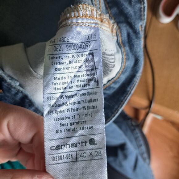 Carhartt Men's 40 x 28 Medium Wash Relaxed Fit Work Stretch Denim Jeans - Picture 5 of 6